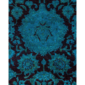 Fine Vibrance, One-of-a-Kind Hand-Knotted Area Rug Blue, 7' 1" x 7' 1"