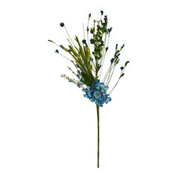 Shea's Wildflower - Hydrangea And Wildflower Spray, 24", Blue - Wreaths And Garlands