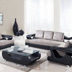Grey and Black 2 PC Sectional Sofa Set with Chair - Sectional Sofas