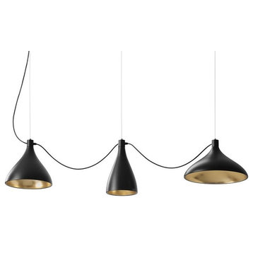 Swell 3-Piece String Series Pendants Set, Black and Brass