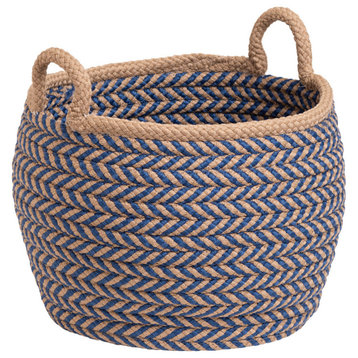 Preve Basket - Taupe & Blue 15"x15"x15"