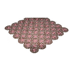 Xia Home Fashions - Daisy Splendor Table Topper, 34"x34", Copper - Tablecloths