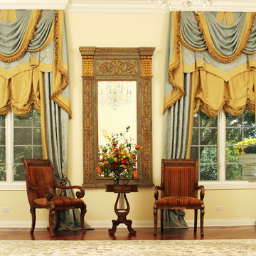 Beautiful Drapery in Hinsdale Illinois for a Tall Window