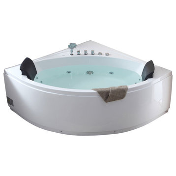 AM200  5' Rounded Modern Double Seat Corner Whirlpool Bath Tub with Fixtures