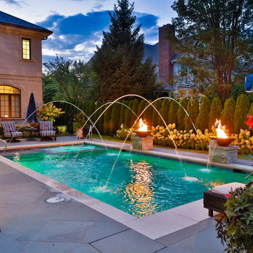 Park Ridge, IL Rectilinear Swimming Pool with Interior Hot Tub