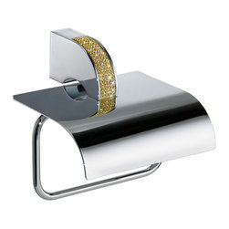Secret Bath - Cecilia Gold Swarovski Crystals Toilet Paper Holder, Polished Chrome-Gold - Toilet Paper Holders