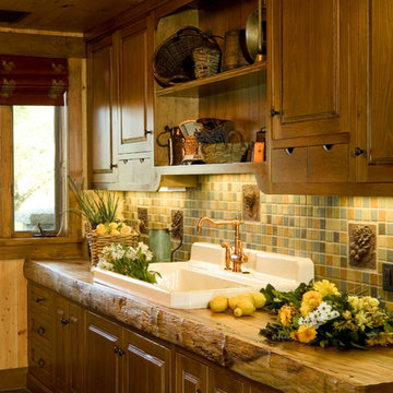 Black Mountain Ranch Butlers Pantry with Rustic Wood Counter