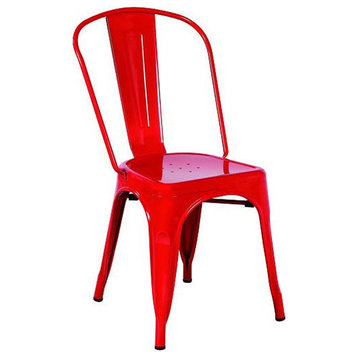 Cassandra Contemporary Steel Stackable Tolix-Style Dining Chair - Red