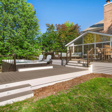 AZEK Reserve Collection Driftwood Decking & Express Universal Rail Bronze