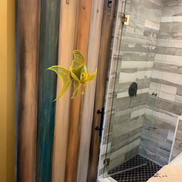 Koi Fish Master Bathroom Sliding Barn Door