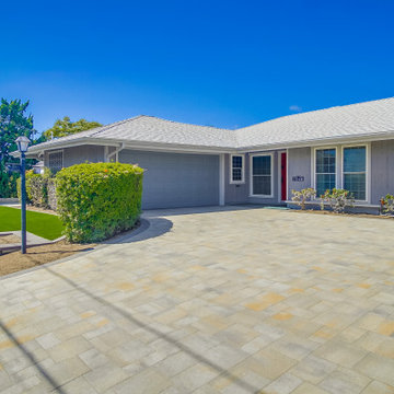 Front yard Remodel with Pavers, Walls, Artificial Grass, Planters & More