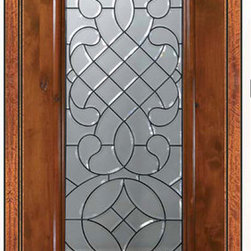 Prehung Front Single Door 96 Wood Alder Savoy 1 Panel 3/4 Lite Glass - Front Doors
