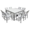 Outdoor Patio Furniture Aluminum 9-Piece Square Dining Table and Chairs Set