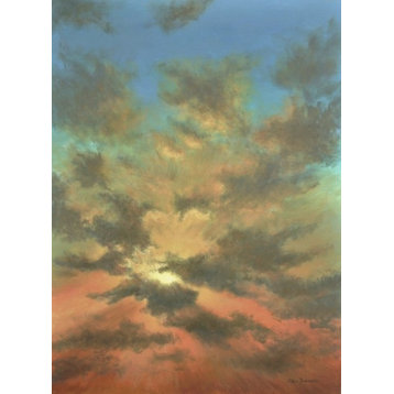 Tropical Caribbean Sunset, Sky and Clouds Painting, original large painting