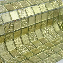Glossy Gold Raindrop Modern Square Glass Mosaic Tiles - Home Accessories & Decor