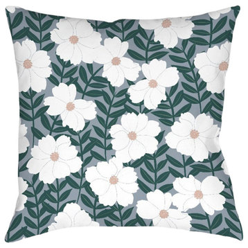 Laural Home Kathy Ireland Delicate Floral Magnolia Indoor Pillow, 18"x18"
