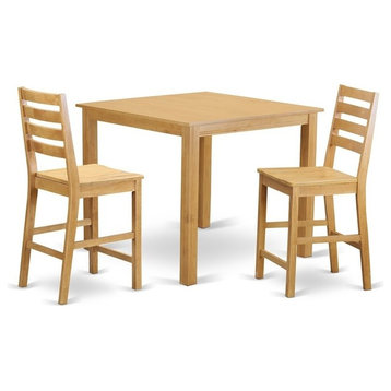 3-Piece Pub Table Set, Counter Height Table And 2 Dining Chairs