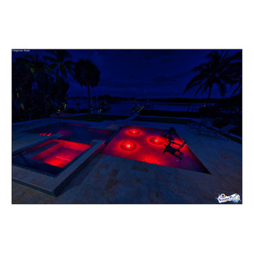 Bennett Nokomis, FL Custom Court Yard Swimming Pool & Spa With Raise Beach Area.