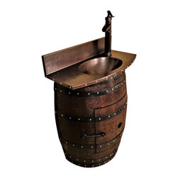 Santa Fe - Wine Barrel Bathroom Vanity Table With Integrated Sink and Copper Counter - Bathroom Vanities And Sink Consoles