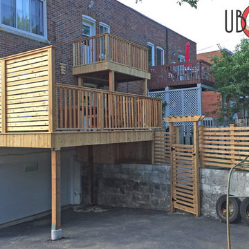 Cedar Deck and Fence Wood Privacy Wall and Wood Spindle Railings