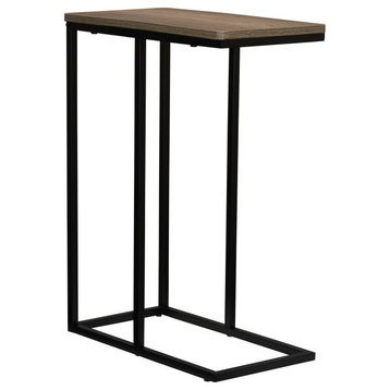 Jamestown C-Shaped for Accessability Side End Table Ashwood Rustic, Black Metal