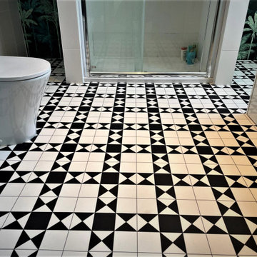 Patterned bathroom flooring