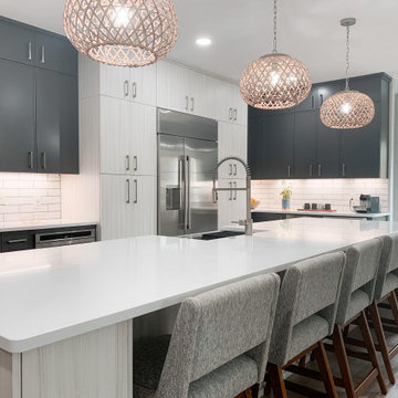 Kitchen Remodel with Modern Textured Cabinetry in Pepper and Raw Cotton