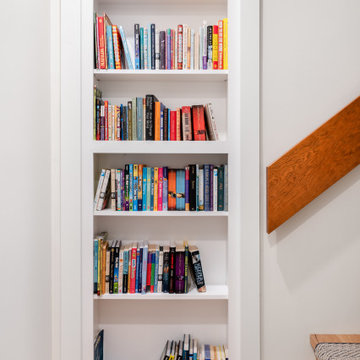 Hidden Bookcase Door with Built-In Shelving – Staircase Detail