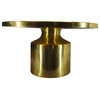 Benzara UPT-272897 Round Metal Coffee Table With Pedestal Base, Gold Brass