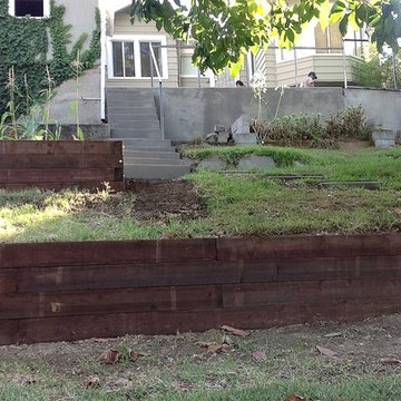 Concrete Patio & Wall, Steps & Railroad Tie Retaining Walls