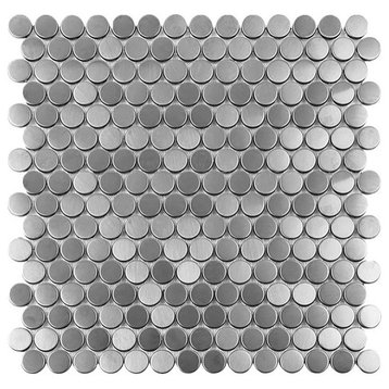 Mosaics Metal Tile Penny Round Silver for Walls