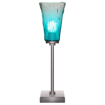 Luna 1-Light Table Lamp, Graphite/Square Teal Crystal