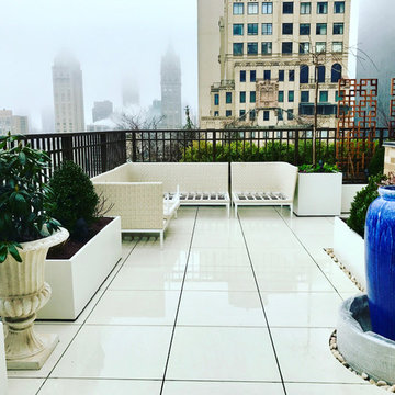 All White Terrace Garden Design in NYC Overlooking Central Park