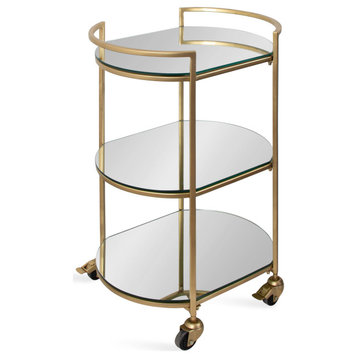 Vasseur Metal Bar Cart, Gold 19x15x30