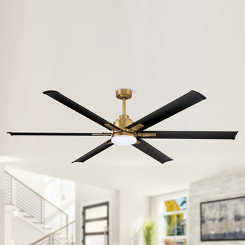 72 in. Integrated LED Indoor Natural Brass Ceiling Fan with Light and Remote