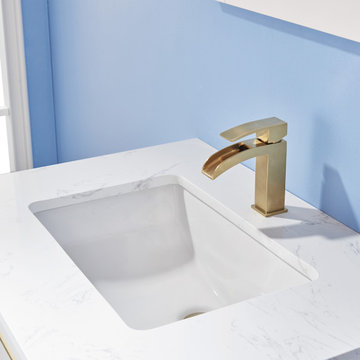 Morgan 30" Single Bathroom Vanity Set in White and Composite Carrara White Stone