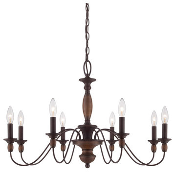 Roseto QZCH2851 Rooks 8 Light 29"W Candle Style Chandelier - Tuscan Brown
