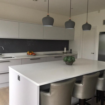 Modern kitchen painted in Dulux Perfectly Taupe and Polished Pebble