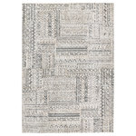 Jaipur Living - Vibe by Cyler Tribal Cream/ Black Area Rug 6'7"X9'6" - Inspired by urban nomad lifestyles and modern Moroccan features, the Emrys collection stuns in any living space. The Cyler area rug exhibits a geometric block design with intricate Moroccan detailing. The easy-to-decorate colorway of cream, light taupe, and black beautifully highlights the textural high-low pile. The durable yet soft polypropylene and polyester fibers create a kid and pet friendly accent piece perfect for high and low-traffic areas in any home.