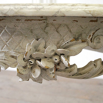 Early 20th Century French Carved Console Table with Marble Top
