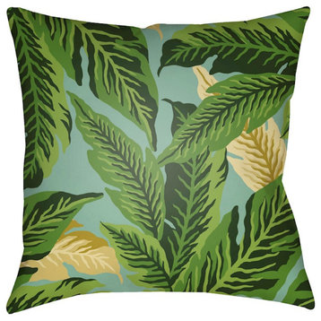 Tropical by Surya Poly Fill Pillow, Dark Green/Lime/Mint, 18' x 18'