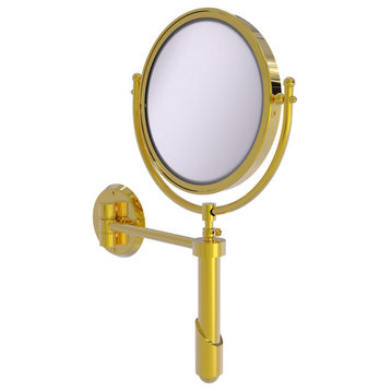 Soho Wall-Mount Make-Up Mirror, 8" Dia, 4X Magnification, Polished Brass