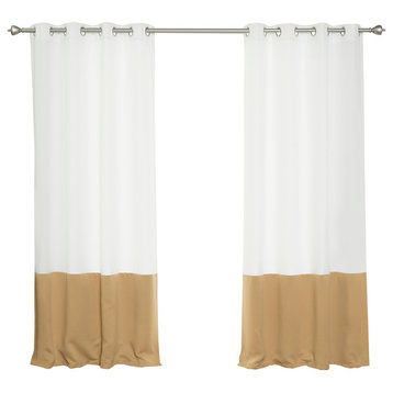 Oxford Colorblock Curtains, Wheat, 52"x84"