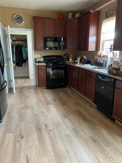 LVP with cherry cabinets