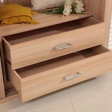 Modern Wood Grain Melamine Sliding Wardrobe YG11212