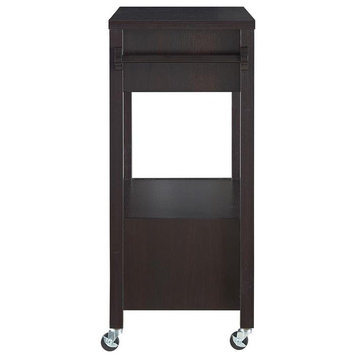 Furniture of America Arton Contemporary Wood 2-Drawer Kitchen Cart in Cappuccino