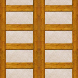 BM-25 Interior Bamboo Contemporary 5 Lite Silk Glass Double Door - Interior Doors