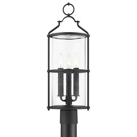 Burbank 3 Light Exterior Post, Textured Black