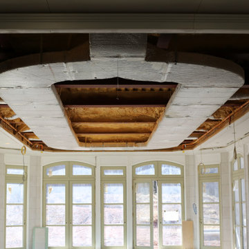 High gloss stretch ceiling in a private swimming pool