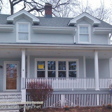 Front Porch with Andersen Windows, White Trim & Light Mist Hardie 4" Lap Siding